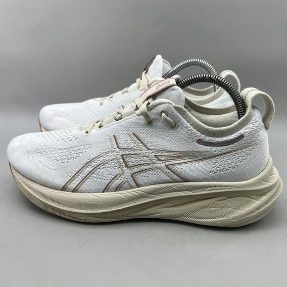 Asics Gel Nimbus 26 Running Shoes Women Size 9 White Beige Comfort Low Sneakers - Picture 3 of 8